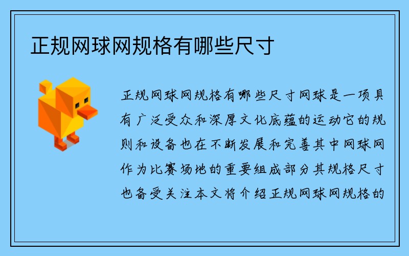 正规网球网规格有哪些尺寸