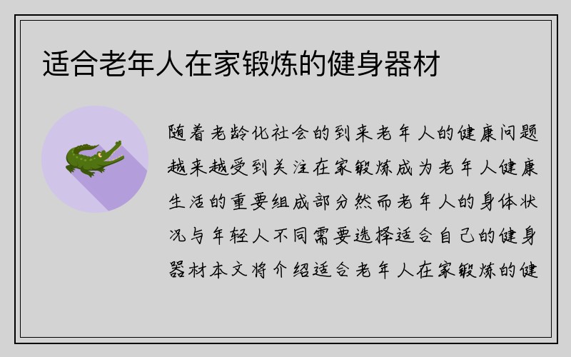 适合老年人在家锻炼的健身器材