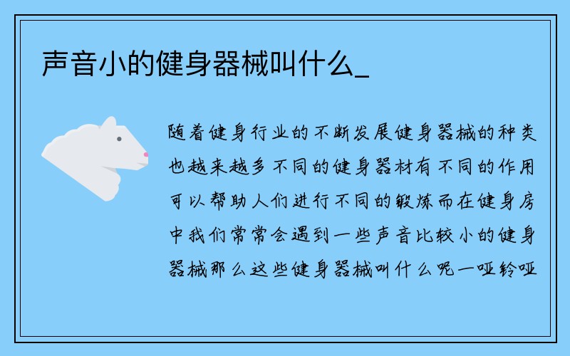 声音小的健身器械叫什么_