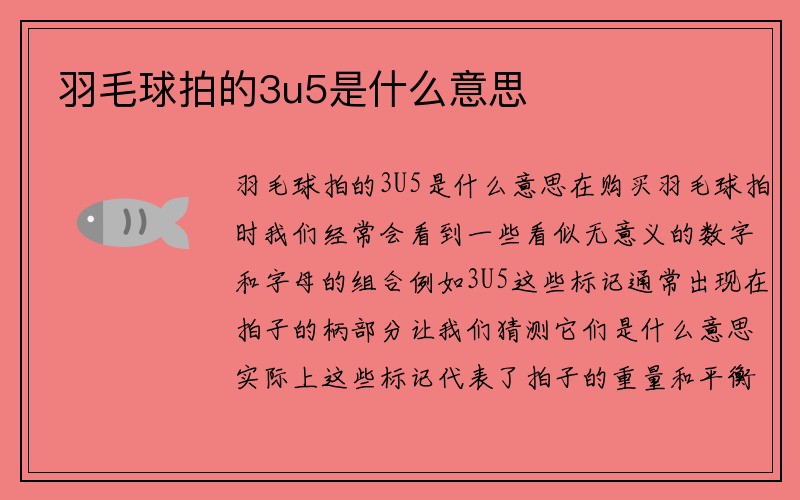 羽毛球拍的3u5是什么意思