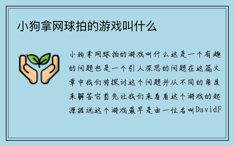 小狗拿网球拍的游戏叫什么